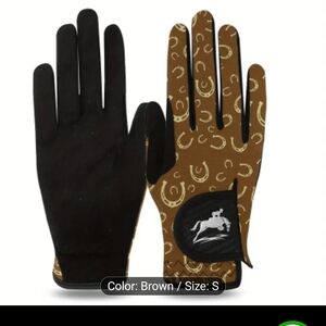 Elegant Brown Riding Gloves with Equestrian Design
